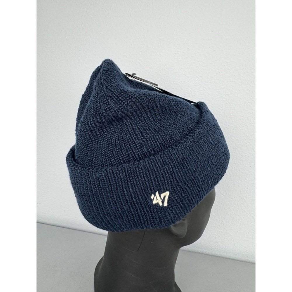 New York Giants '47 Brand Cuff Knit Beanie Hat Cap Navy Blue Ribbed Logo NFL NWT - Picture 5 of 7